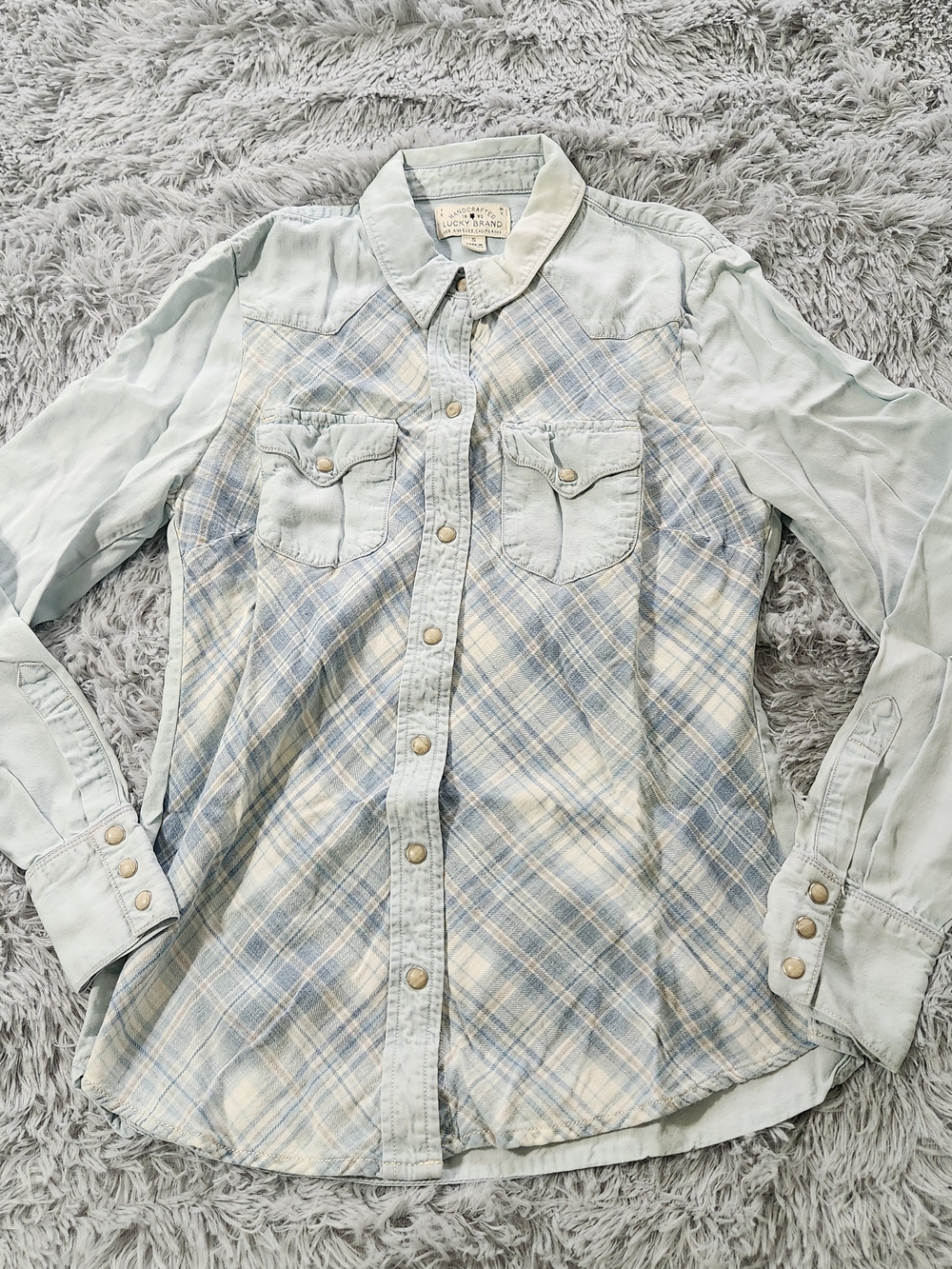 Lucky Brand Blue Plaid Button Down Shirt